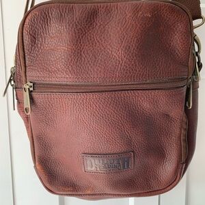 Vintage Duluth Trading Lifetime Brown Leather Travel Messenger‎ Crossbody Bag